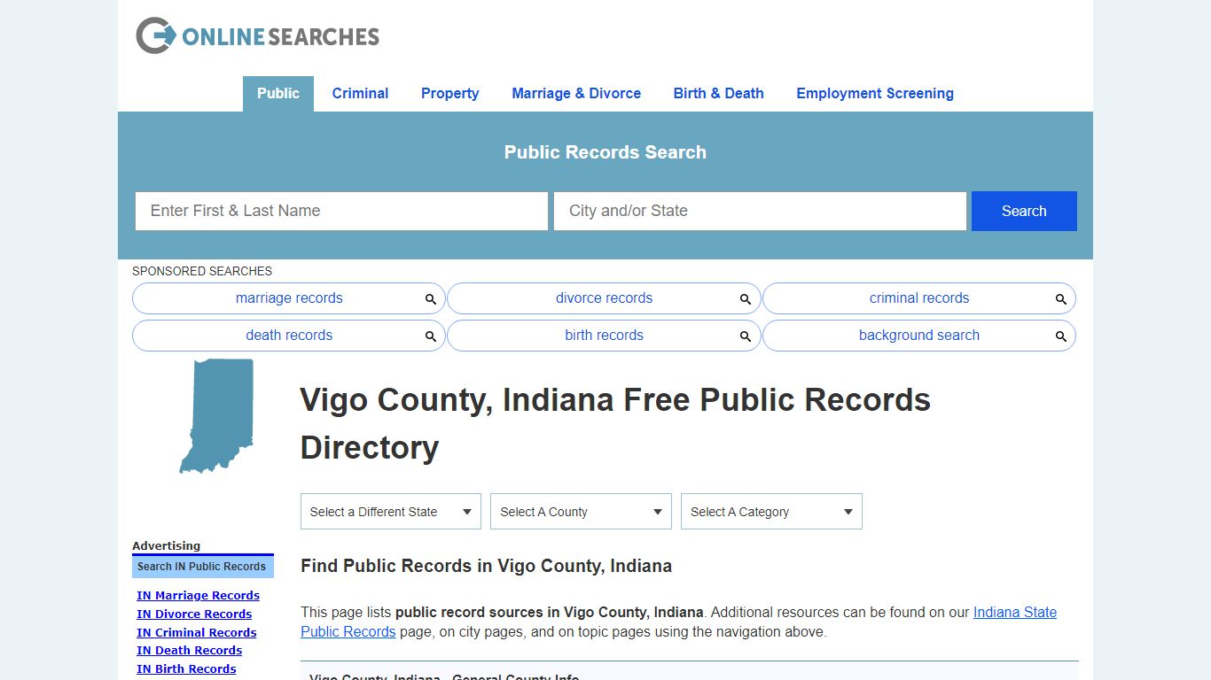 Vigo County, Indiana Public Records Directory